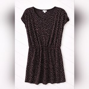 🌞 H&M Black Mini Dress with pink/purple pattern and Pockets - size Large